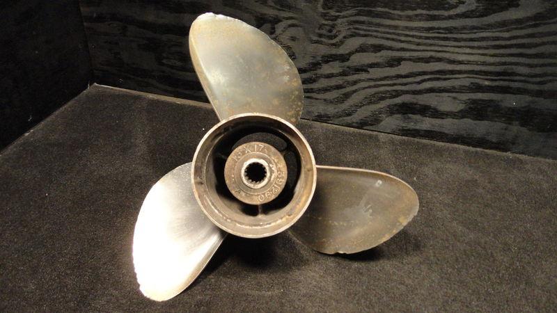 Used johnson/evinrude stainless steel propeller 15x17 outboard prop boat ss p664