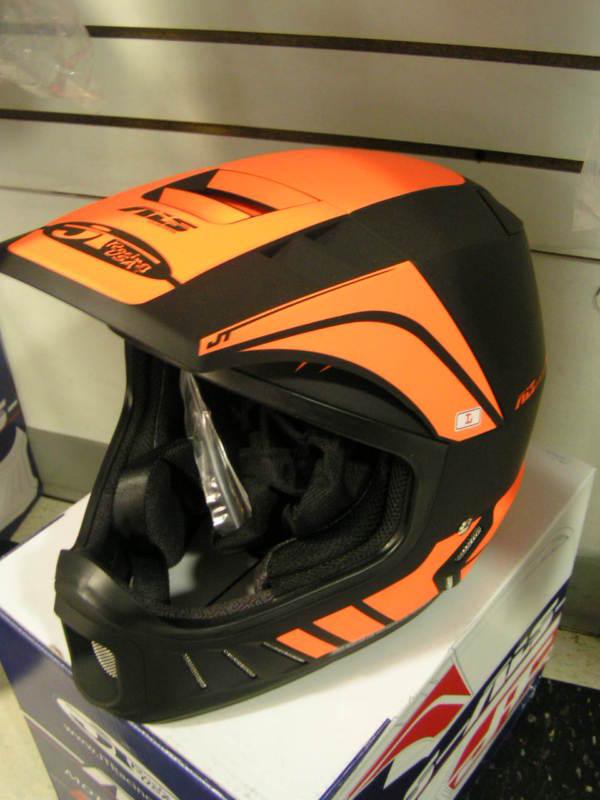 Jt racing motocross helmet / orange & blk /  size sm or lrg / mx 