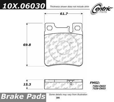 Centric 301.06030 brake pad or shoe, rear-premium ceramic brake pad w/shims