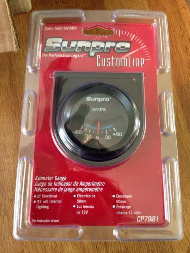 Sunpro ammeter gauge cp7981 2" electrical 12 volt internal lighting case of 6