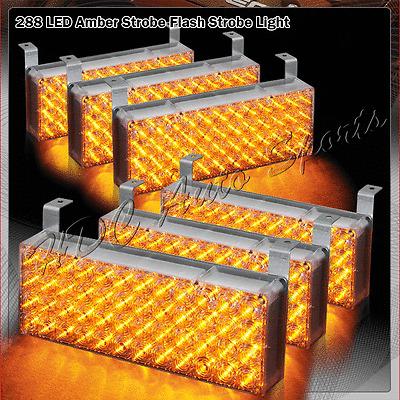6x 48 led panel bright led emergency hazard warning strobe lights - amber