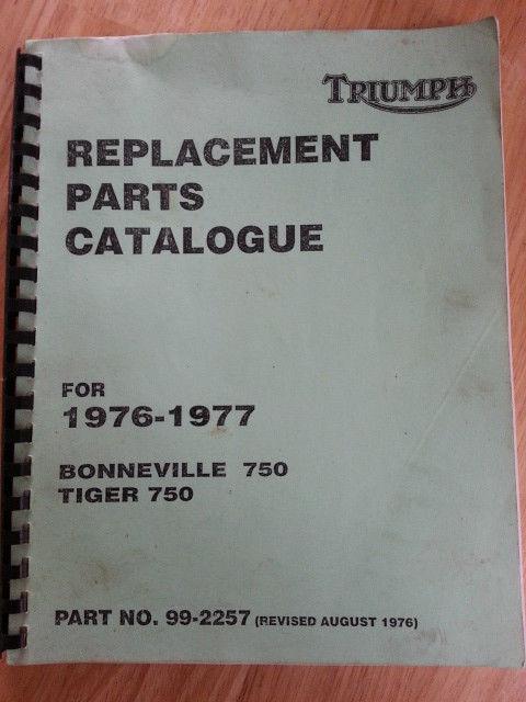 Triumph replacement parts catalogue 1976-1977 bonneville 750 tiger 750