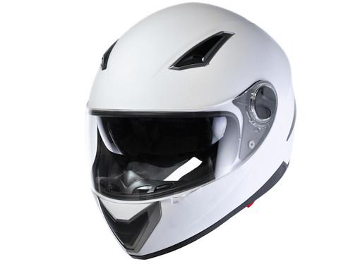 Dot approved motorcycle helmet full face flat matte white dual smoke visor - xl