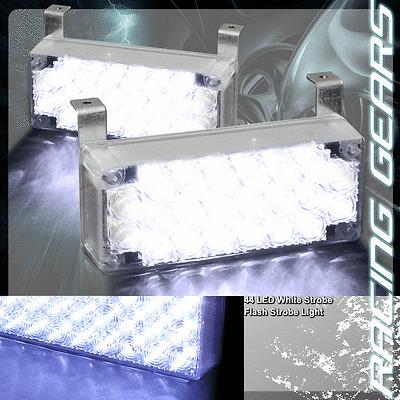 44 white led 12v 3x mode deck dash grille hazard flash strobe lights (2x panel)