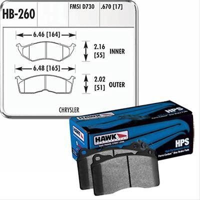 Hawk performance hps brake pad hb260f-670