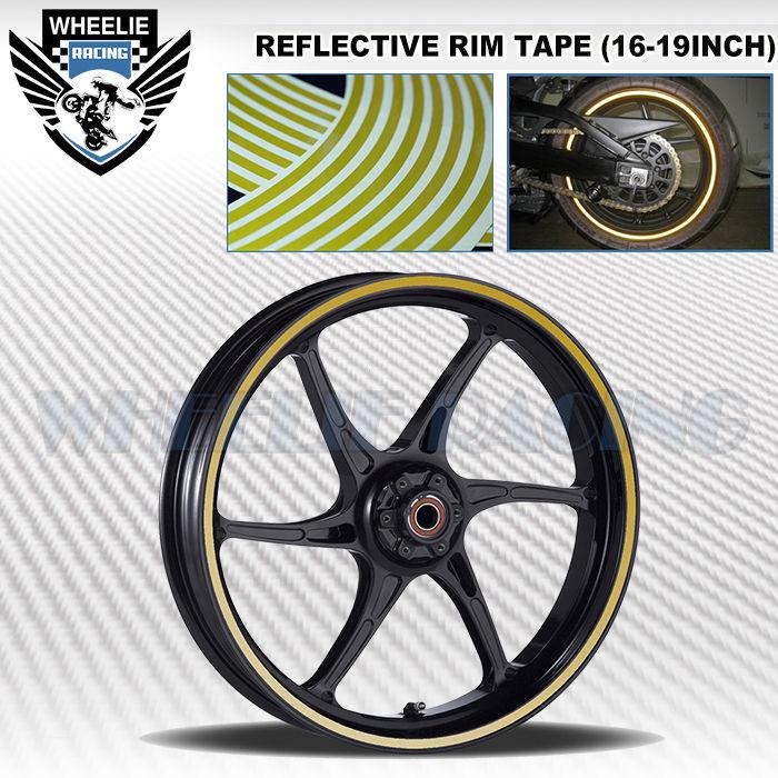Gold reflective rim tape wheel stripe moto bike auto decal race 16 17 18 19 inch