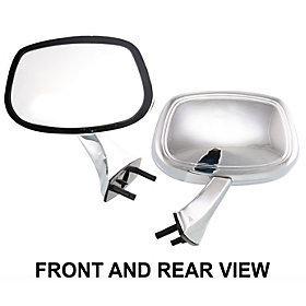 Chrome manual side view door mirror assembly driver's left