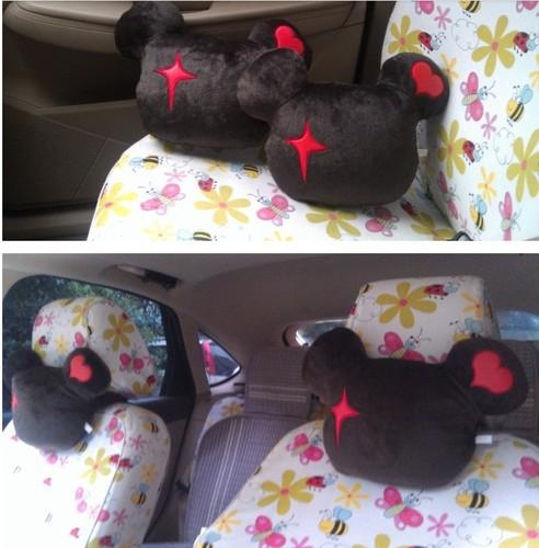 2pcs cute lovely plush lovers bear car auto headrest head pillow seat neck