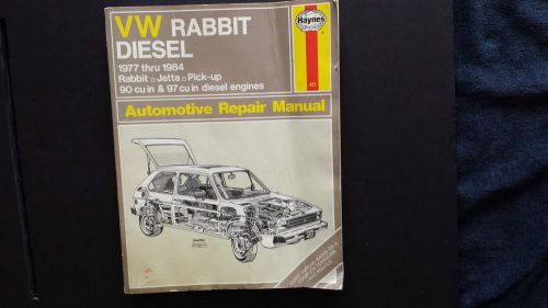 Volkswagen rabbit 1977 – 1984 service auto shop repair manual 90 &amp; 97  diesel cu