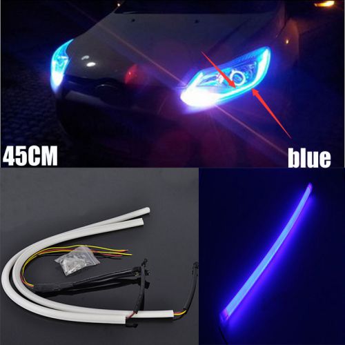 New 2pcs blue 45cm soft guide car motorcycle led strip light lamp drl light cf-3