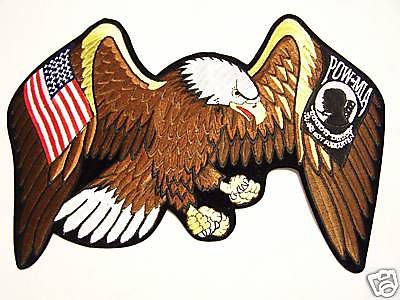 #0908-xxl motorcycle vest patch eagle usa pow*mia flag