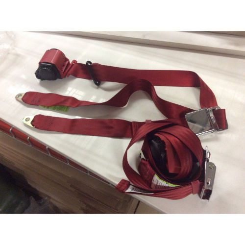 3pt red retractable seat belt airplane buckle car harness- pair no reserve