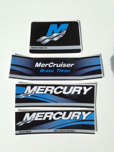 Mercury decals mercury mercruiser  bravo three decal  4 piece set blue version