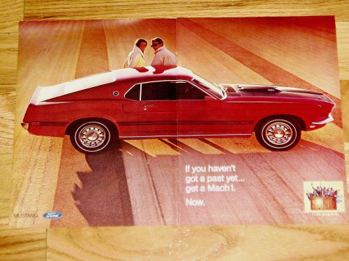 1969 ford mustang mach 1 original ad-poster/print-302/351/428/429/v8 engine/1970
