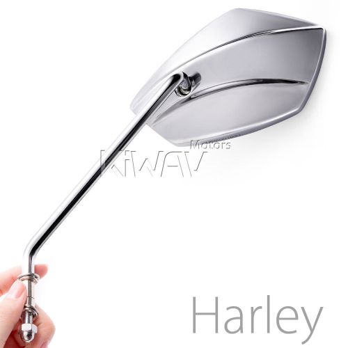 Palm chrome mirrors wider view 5/16&#034; thread long stem for harley - amm shop ε