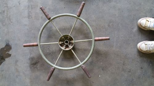 Vintage spoke and stainless wooden handled ships wheel 17&amp;1/2 diameter