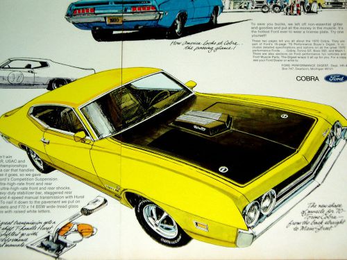 1970 ford torino cobra original ad-vtg/print/poster/sign-390/gt/429 v8 engine/cj