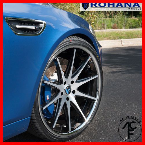 22x9  rohana rc10 wheels black machine ch lip 5x120 fits range rover