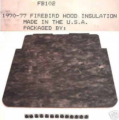 1970 - 1976  firebird hood insulation pad  with clips new
