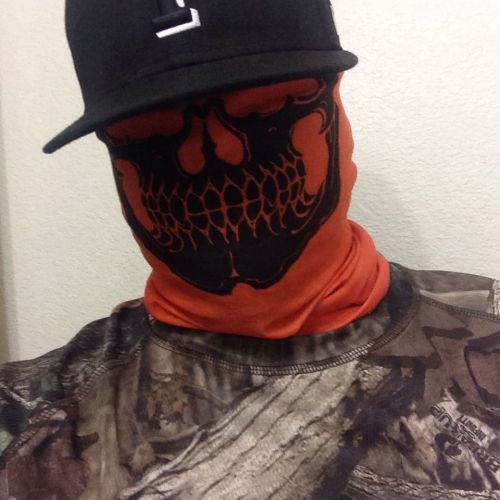 Orange hunter bad 2 the bone skull tube face mask neck warmer