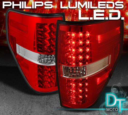 09-12 ford f150 styleside philips-led perform red clear tail lights left+right