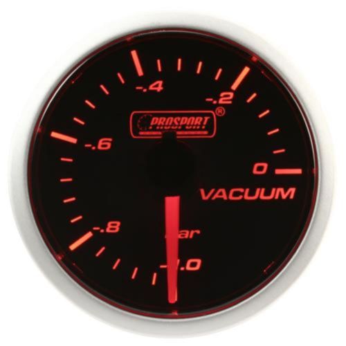 Prosport 52mm amber red &amp; white led smoke face mechanical vacuum gauge bar