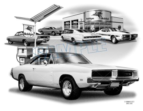 Charger 66, 68, 69 74 r/t muscle auto art car print    **free usa shipping**