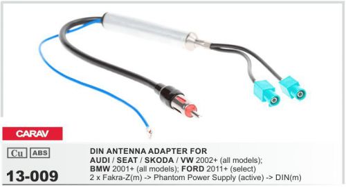 Carav 13-009 din antenna adapter for car audio vw bmw ford 2x fakra(z) -&gt; din m