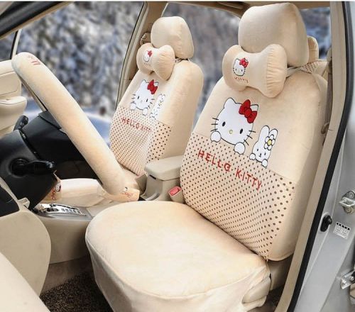 *** 17 piece super soft creamy hello kitty and bunny car seat covers ***