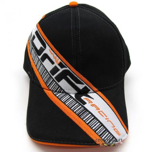 Drift racing men&#039;s race on cap hat 100% cotton - black, orange, white - 5245-507