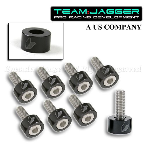 For 07-15 fit jdm logo 9pc 8mm bolts header cup washers air out anodized black