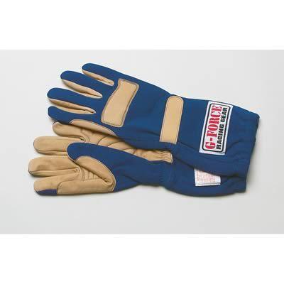 G-force racing gloves pro 5 double layer nomex/leather blue medium pair