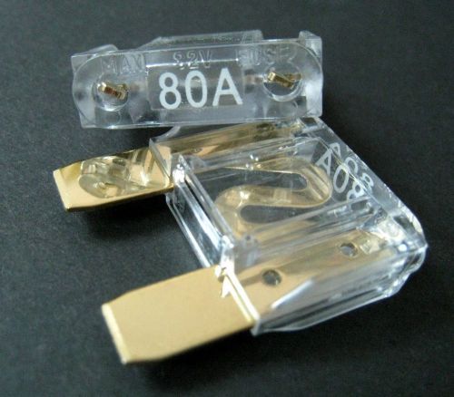 2 x new 80a maxi blade fuse brass nickel plated quality auto audio 80 amp #a1