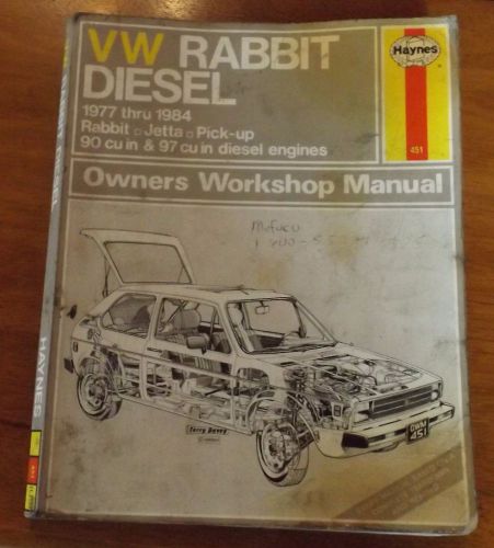 Haynes repair manual vw rabbit diesel 1977 - 1984 rabbit jetta pickup diesel eng