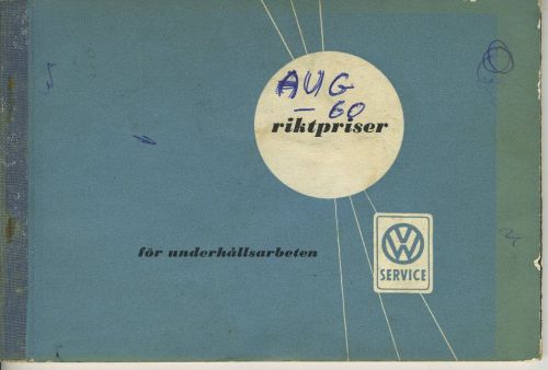 1960 volkswagen riktpriser underhallsarbeten price for maintenance work swedish