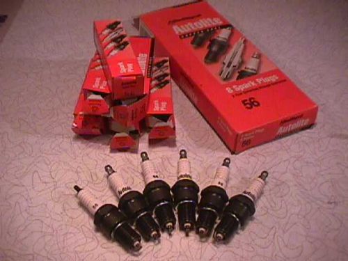 Autolite 56 vintage spark plugs - chevy thread style - 6 nos