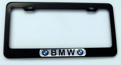 Bmw  black metal car auto license plate frame dome insert