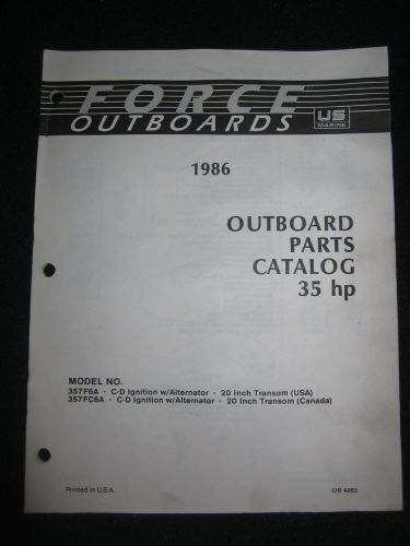 1986 force outboard parts catalog manual  35 hp 357f6a 357fc6a