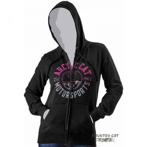 Arctic cat junior women&#039;s motorsports full-zip black hoodie sweatshirt, 5253-53_