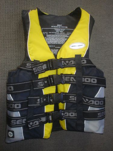 Sea doo life vest ski vest pfd adult small 32&#034; to 36&#034; yellow &amp; black new oem