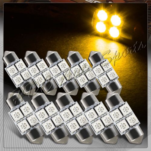 8x 31mm 4 smd amber led festoon dome map glove box trunk replacement light bulbs
