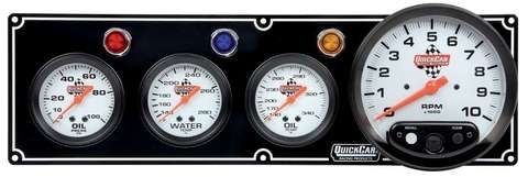 Quickcar 3 gauge panel op/wt/ot with 5&#034; tach. black 61-6741
