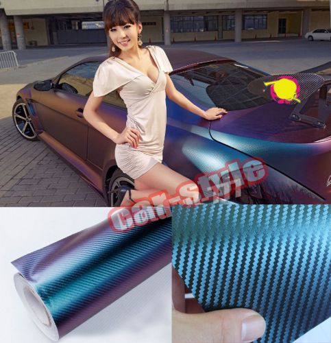 50ft x 5ft / whole car wrap 3d chameleon carbon fiber vinyl sheet green / purple
