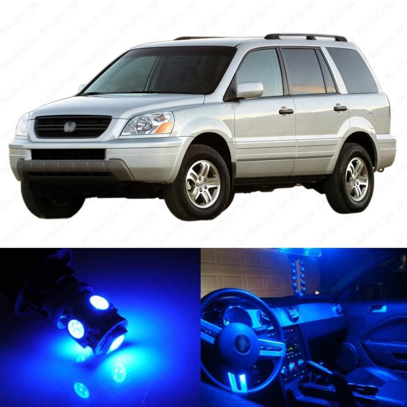 12 x blue led lights interior package deal for honda pilot 2003 - 2005