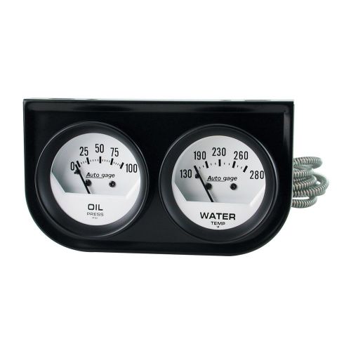 Autometer 2323 autogage white oil/water gauge black console
