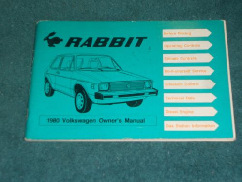 1980 volkswagen rabbit owner&#039;s manual  / original guide book