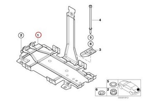 Bmw genuine battery tray mounting parts for trunk floor panel battery tray e46
