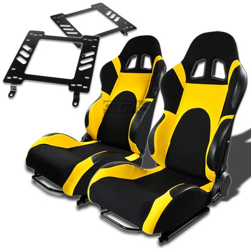 Type-6 racing seat black yellow woven+silder+for firebird trans am 3g bracket x2