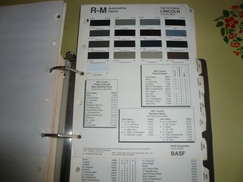 1987 lincoln &amp; mark r-m color chip paint sample basf- vintage