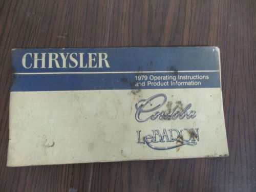 1979 chrysler cordoba lebaron operating instructions and product information